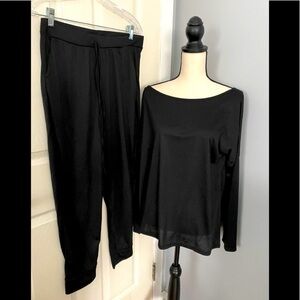 Black Long Sleeve Basic Lounge Set